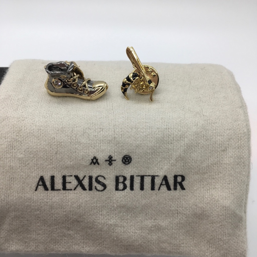 Alexis Bittar gold plated pins with crystals
